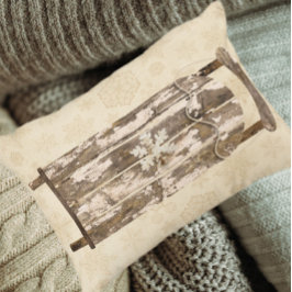 ヴィンテージの冬の雪は、雪片の木の素朴な アクセントクッション