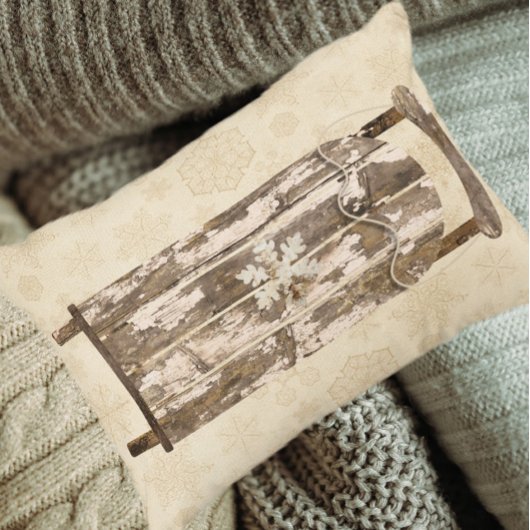 ヴィンテージの冬の雪は、雪片の木の素朴な アクセントクッション