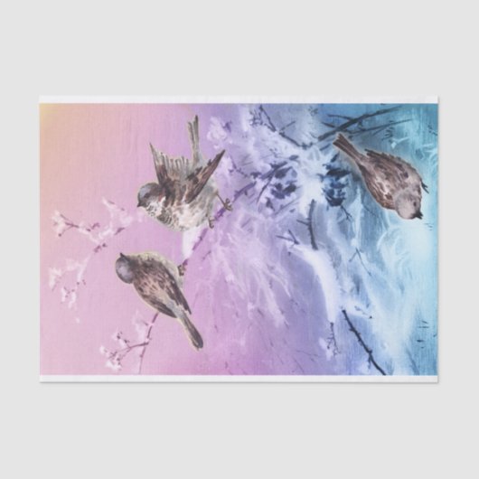 ヴィンテージの冬の鳥の惨めなシックなデコパージュ 薄葉紙 (正面)