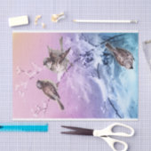 ヴィンテージの冬の鳥の惨めなシックなデコパージュ 薄葉紙 (クラフト)