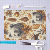 ヴィンテージの冬動物 薄葉紙 (クラフト)