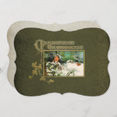 ヴィンテージの冬場面およびクリスマスの挨拶 シーズンカード (正面/裏面)