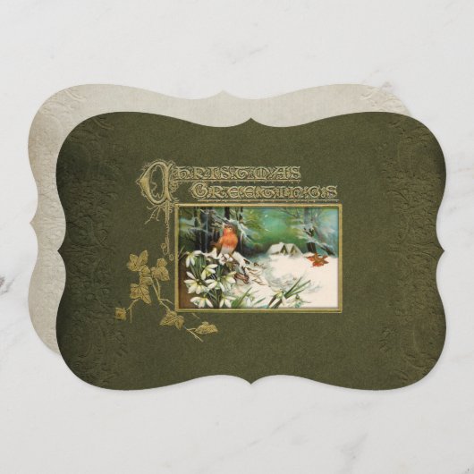 ヴィンテージの冬場面およびクリスマスの挨拶 シーズンカード (正面/裏面)