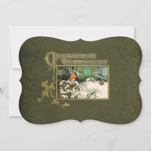 ヴィンテージの冬場面およびクリスマスの挨拶 シーズンカード (正面)