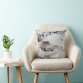 ヴィンテージの冬季スポーツ、スキー場への道 クッション (椅子)