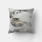 ヴィンテージの冬季スポーツ、スキー場への道 クッション (裏面)