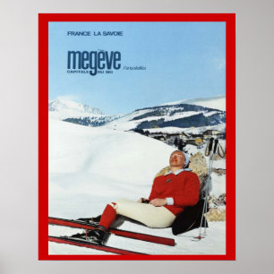 ヴィンテージの冬季スポーツ、フランス、サボア、Megeve ポスター