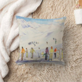 ヴィンテージの冬季スポーツ、pistesのスキーヤー クッション (ブランケット)