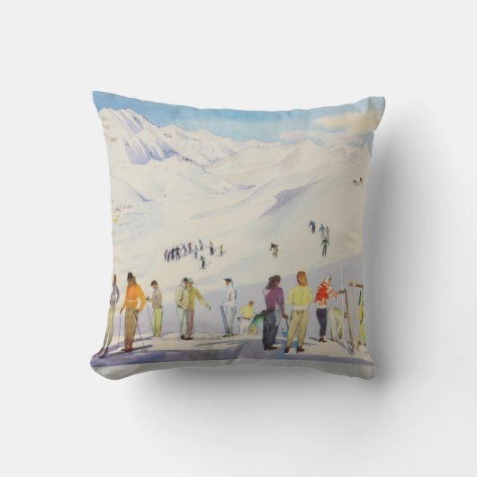 ヴィンテージの冬季スポーツ、pistesのスキーヤー クッション (正面)