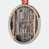 ヴィンテージの凸版印刷のブロック メタルオーナメント (左)