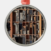 ヴィンテージの凸版印刷のブロック メタルオーナメント (正面)