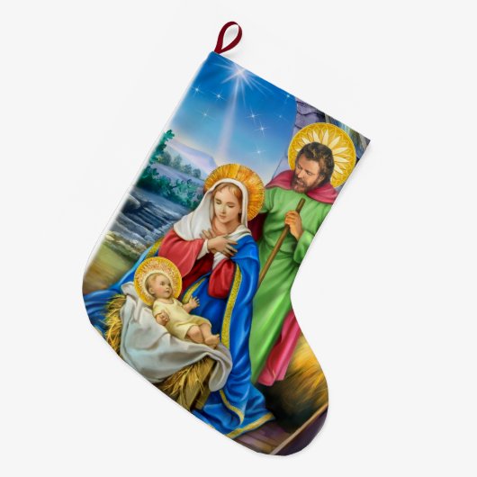 ヴィンテージの出生のクリスマスのストッキング ラージクリスマスストッキング (正面 (吊り時))