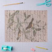 ヴィンテージの切り離し書のある枝鳥 薄葉紙 (クラフト)