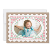 ヴィンテージの切手の休日の写真カード