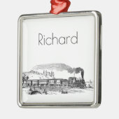 ヴィンテージの列車のスケッチ メタルオーナメント (左)