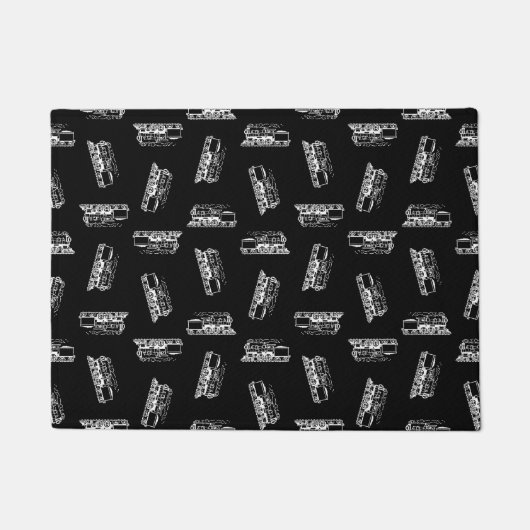 ヴィンテージの列車のデザインの蒸気機関機関車の芸術 ドアマット (正面)