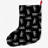 ヴィンテージの列車のデザインの蒸気機関機関車の芸術 ラージクリスマスストッキング (裏面)