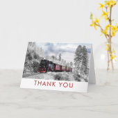 ヴィンテージの列車の冬のクリスマス場面は感謝していしています カード (黄色い花)