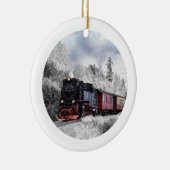 ヴィンテージの列車の冬のクリスマス場面 セラミックオーナメント (右)