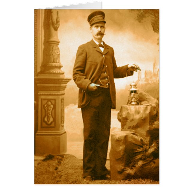 ヴィンテージの列車の車掌の空白のなカード (正面)