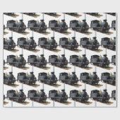 ヴィンテージの列車パターン ラッピングペーパー (フラット)