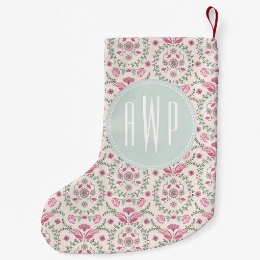 ヴィンテージの刺激を受けたなモノグラムのクリスマスのストッキング スモールクリスマスストッキング (裏面)
