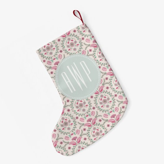 ヴィンテージの刺激を受けたなモノグラムのクリスマスのストッキング スモールクリスマスストッキング (裏面 (吊り時))