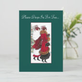 ヴィンテージの刺激を受けたな休日のお茶会の招待 招待状 (スタンド正面)