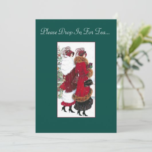 ヴィンテージの刺激を受けたな休日のお茶会の招待 招待状 (スタンド正面)