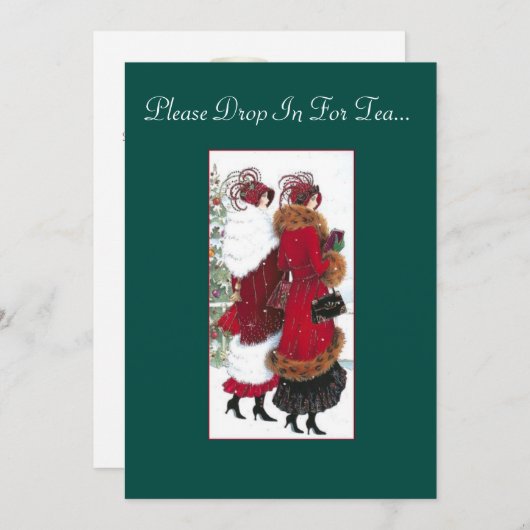 ヴィンテージの刺激を受けたな休日のお茶会の招待 招待状 (正面/裏面)