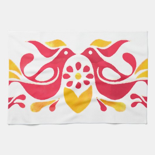 ヴィンテージの刺激を受けたな友情の鳥のふきん キッチンタオル (横)