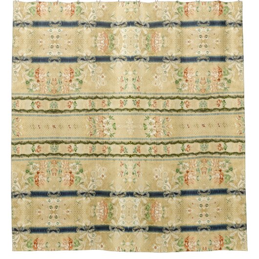 ヴィンテージの刺繍された生地の花のシャワー・カーテン シャワーカーテン (正面)