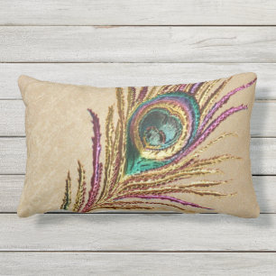 ヴィンテージの刺繍によって刺繍される孔雀の羽 アウトドアクッション