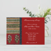 ヴィンテージの刺繍の赤い引っ越し祝いパーティーの招待状 招待状 (スタンド正面)