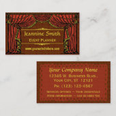 ヴィンテージの劇場のカーテンのダマスク織 名刺 (正面/裏面)