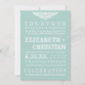 ヴィンテージの劇場のビルの結婚式の招待状氷の青 招待状 (正面)