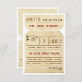ヴィンテージの劇場チケットの披露宴の挿入物カード エンクロージャーカード (正面/裏面)