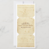 ヴィンテージの劇場チケットの結婚式招待状 招待状 (裏面)