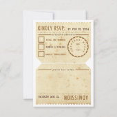 ヴィンテージの劇場チケットRSVPの応答カード 出欠カード (正面)