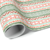 ヴィンテージの動揺してで赤い緑の種族のアステカなパターン ラッピングペーパー (ロールコーナー)