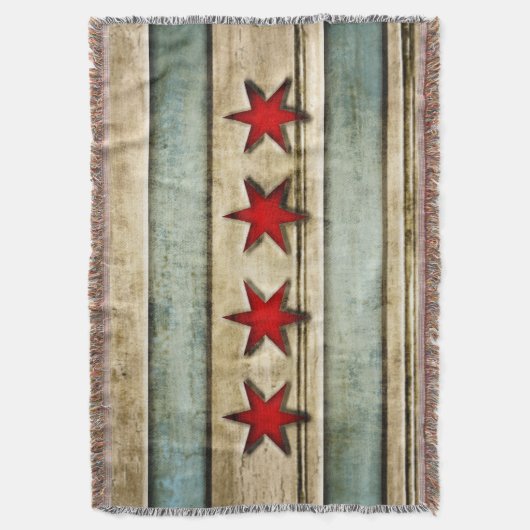 ヴィンテージの動揺してなシカゴの旗によって切り分けられる木製の一見 スローブランケット (正面縦)