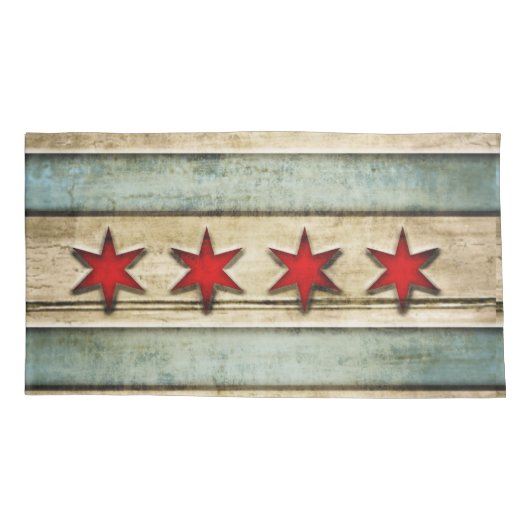 ヴィンテージの動揺してなシカゴの旗によって切り分けられる木製の一見 枕カバー (裏面)