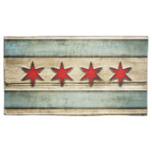 ヴィンテージの動揺してなシカゴの旗によって切り分けられる木製の一見 枕カバー (正面)