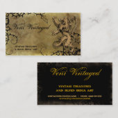 ヴィンテージの動揺してなライオン及びとげの名刺 名刺 (正面/裏面)