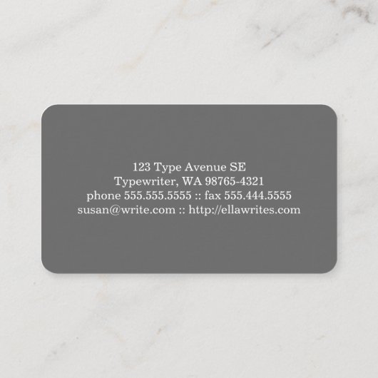 ヴィンテージの動揺してな下草のタイプライター 名刺 (裏面)