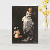 ヴィンテージの動機-くもの巣でつかまえられる-挨拶状 カード (黄色い花)