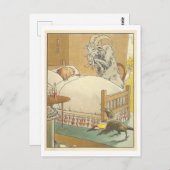 ヴィンテージの動物とのイラストレーション ポストカード (正面/裏面)