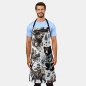 ヴィンテージの動物のパターン エプロン (着用した状態)