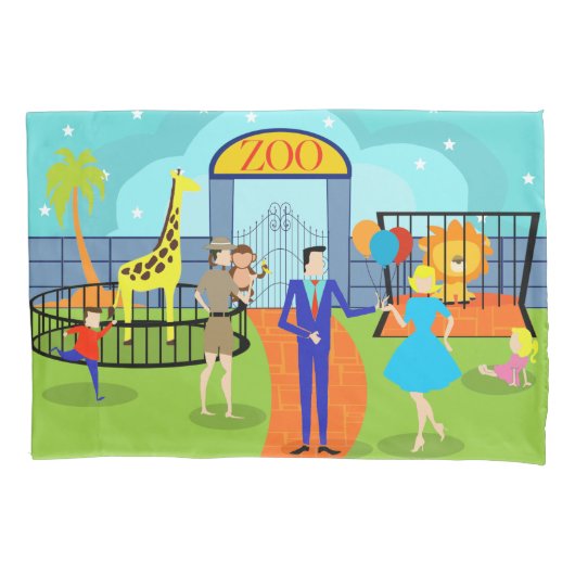 ヴィンテージの動物園の枕カバー 枕カバー (正面)