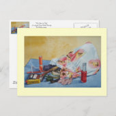 ヴィンテージの化粧ポーチのオリジナル静物写真 ポストカード (正面/裏面)